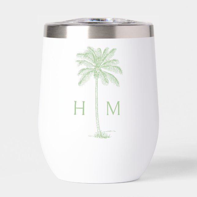 Monogramme d'arbre de palmier vert et blanc Palmet (Avant)