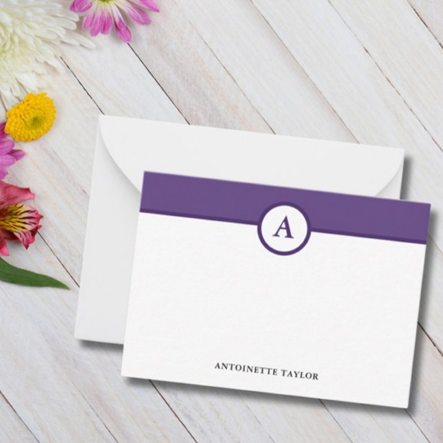 Monogramme d'aubergine pourpre Cartes de notes per (Créateur téléchargé)