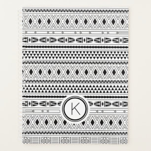 Monogramme de bande géométrique blanc noir aztèque