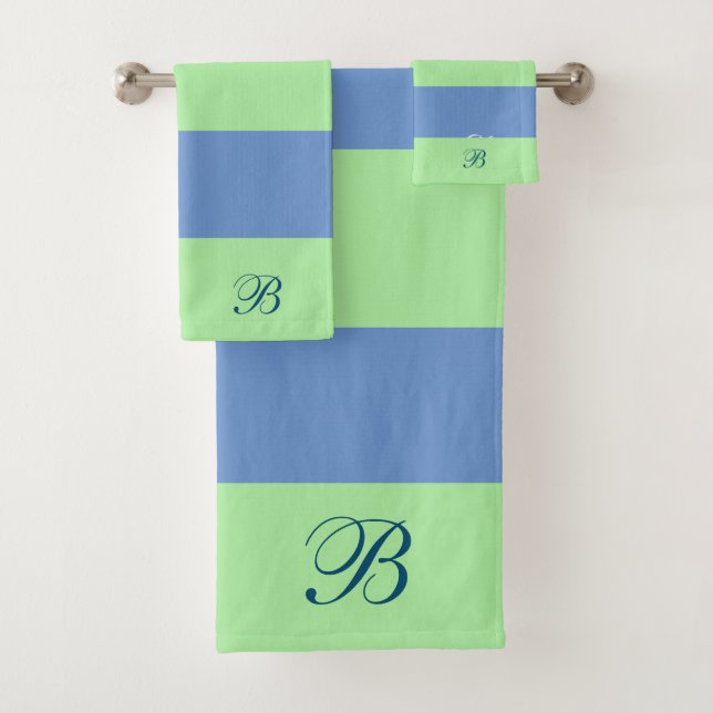 Monogramme de bandes vert et bleu (En situation)