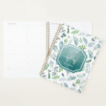 Monogramme de Boho moderne Vert Eucalyptus Foliage<br><div class="desc">Boho Monogramme moderne vert Eucalyptus Foliage Planner. Les feuilles d'aquarelle sont dans les tons vert sauge et bleu poussiéreux, et un cadre d'aquarelle.</div>