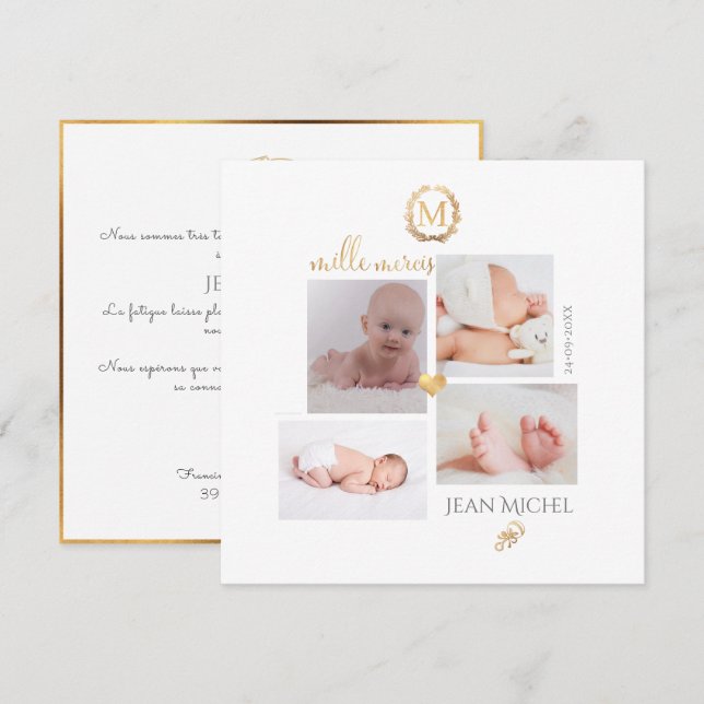 Monogramme de bricolage en D'or Cartes de remise (Devant / Derrière)