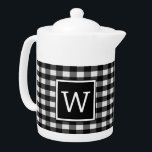 Monogramme de Buffle Noir Plaid<br><div class="desc">Ajoutez vos initiales ou d'autres textes pour customiser cette théière simple et rustique de Monogramme de Buffalo Plaid. Cette théière tendance et chic met en valeur votre table ou votre décor.</div>