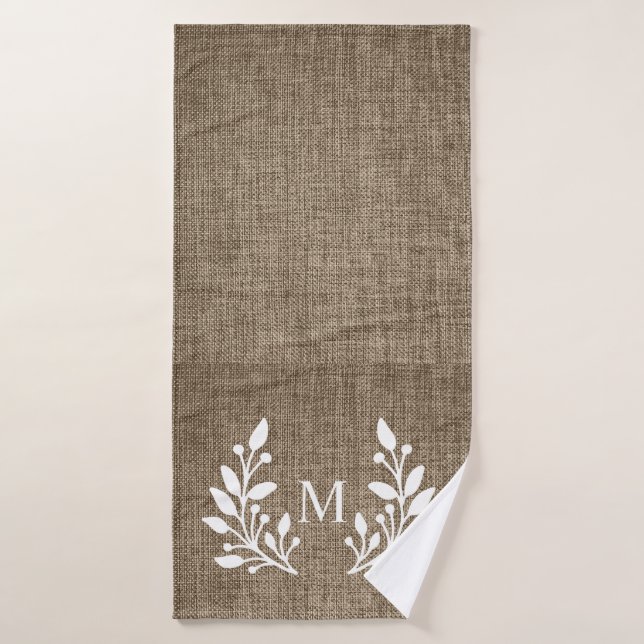 Monogramme de Burlap rustique (Serviette de bain)