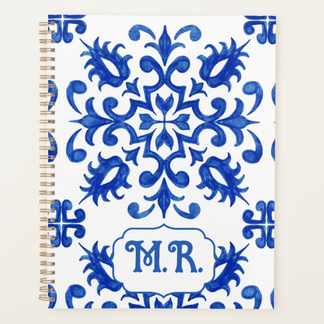 Monogramme de carreau bleu portugais  (Devant)