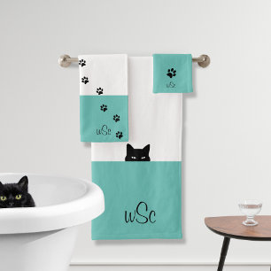 Monogramme de chat sournois Turquoise