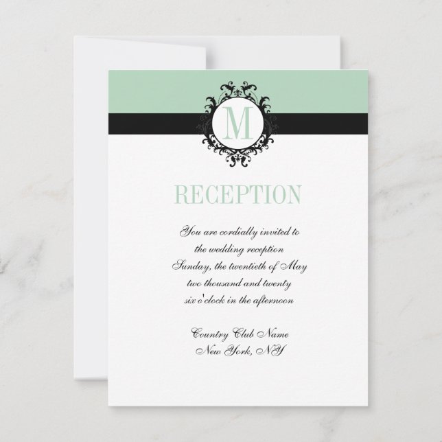 Monogramme de chic vert à la menthe| Carte de réce (Dos)