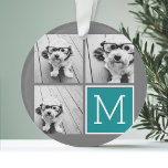 Monogramme de collection de photos Turquoise et gr<br><div class="desc">Utilisez 3 photos carrés pour créer un cadeau unique et personnel. Ou vous pouvez garder le chiot hipster et faire un gardien branché. Si vous avez besoin d'ajuster les images,  cliquez sur l'outil personnaliser pour apporter des modifications.</div>