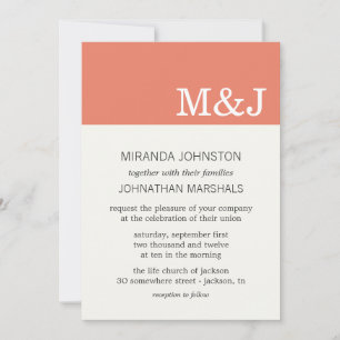 Monogramme de corail - Invitations de mariage phot