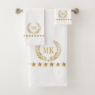 Monogramme de couronne d'or blanc Laurel