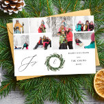 Monogramme de couronne Joie Rustique 7 Photo<br><div class="desc">Envoyez vos voeux de Noël avec style avec votre Monogramme de couronne rustique Joy 7 Carte photo photo.</div>