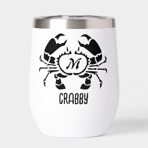 Monogramme de crabe en forme de crayon noir