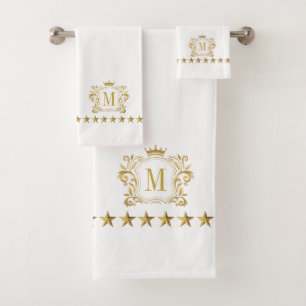 Monogramme de crête de couronne d'or blanc