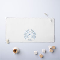 Monogramme de crête Florale Bleu Français Classiqu