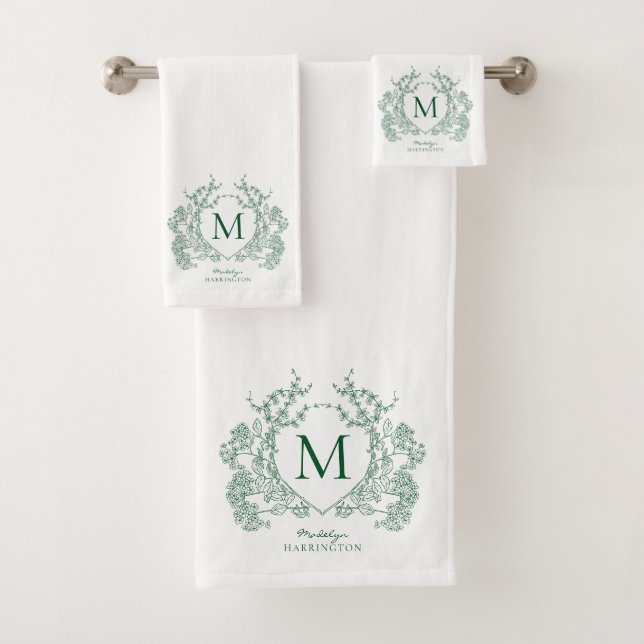 Monogramme de crête florale verte botanique classi (En situation)