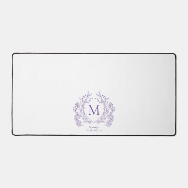 Monogramme de crête florale violet classique (Recto)