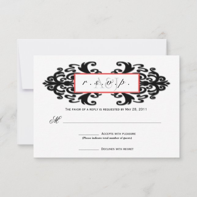 Monogramme de Damas ornementales RSVP (Devant)