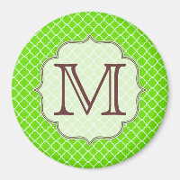 Monogramme de demi-feuille vert de chaux Aimant in
