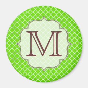 Monogramme de demi-feuille vert de chaux Aimant in