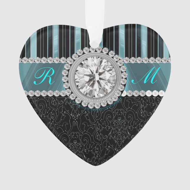 Monogramme de diamant de Teal, argenté et noir (devant)