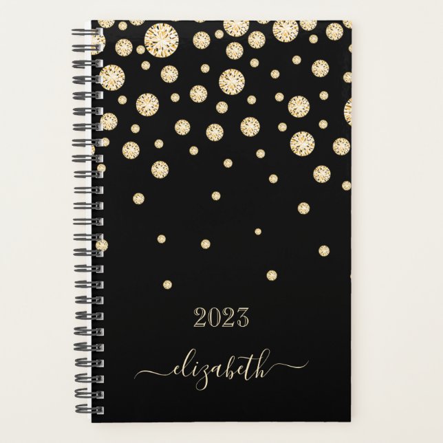 Monogramme de diamants en or noir 2023 (Devant)