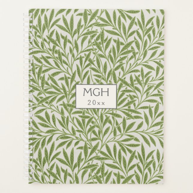 Monogramme de feuilles de saule vert vintage (Devant)
