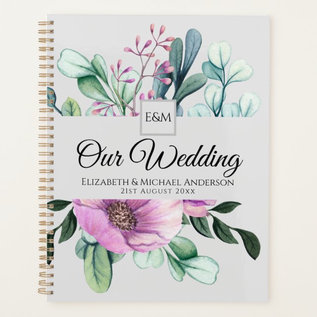 Monogramme de fleurs violettes WEDDING PLANNER Nou (Devant)