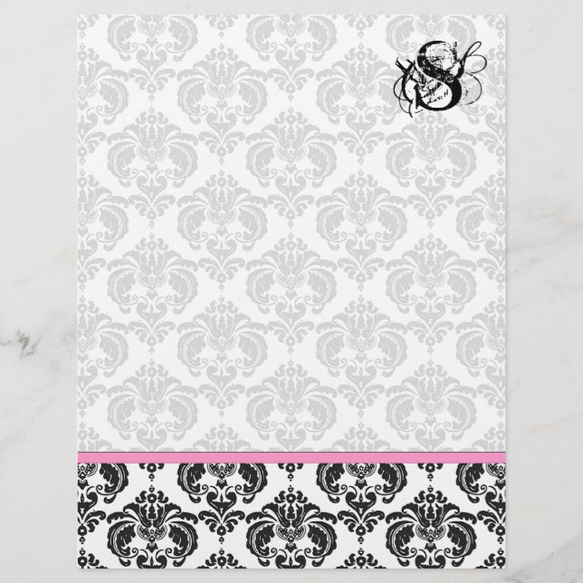 Monogramme de framboise rose Damas (Devant)