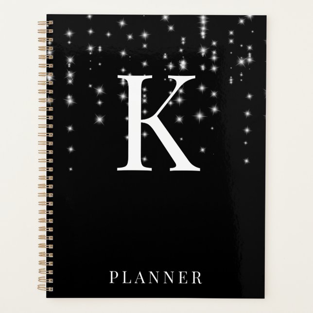 Monogramme de glam moderne Black Sparkhe (Devant)