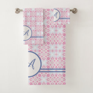 Monogramme de grunge   Élégant Motif rose et bleu