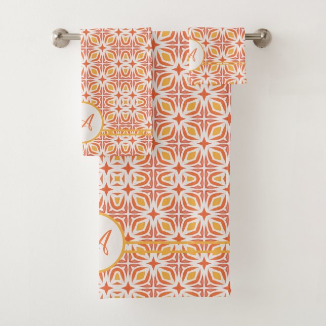 Monogramme de grunge | Élégant Motif rouge et oran (En situation)