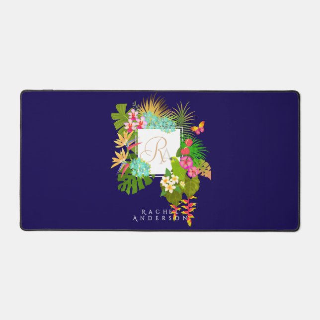 Monogramme de jardin tropical Navy (Recto)