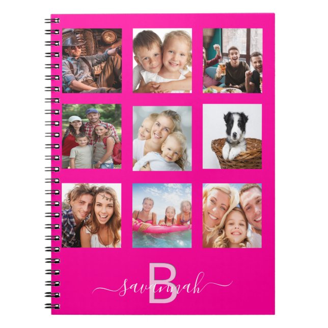 Monogramme de journal rose vif en collage photo pe (Devant)