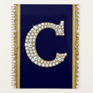 Monogramme de la lettre C en joyaux dans un cadre