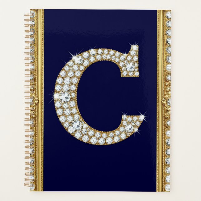 Monogramme de la lettre C en joyaux dans un cadre  (Devant)