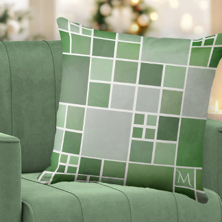 Monogramme de la nature verte Coussin Motif géomét