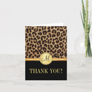 Monogramme de Leopard Bling Merci Cartes