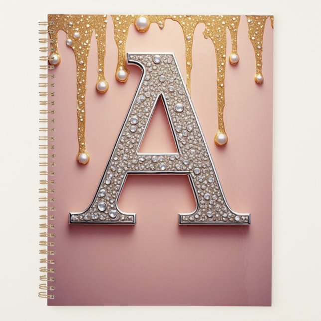 Monogramme de lettre A en diamant de luxe avec cou (Devant)