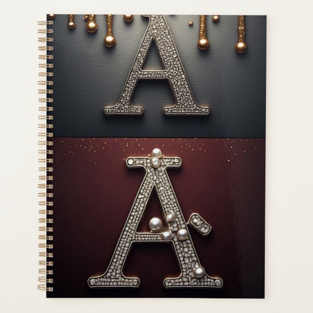 Monogramme de lettre A en or et argent (Devant)