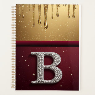 Monogramme de lettre B dorée avec métal qui coule