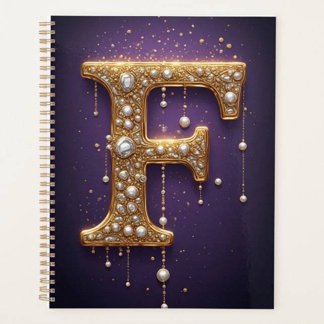 Monogramme de lettre F ornée de luxe en bijoux (Devant)