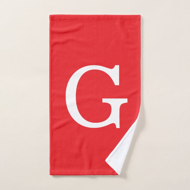 Monogramme de lettre initiale rouge blanc simple (Serviette à main)