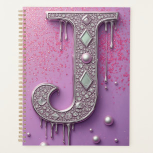 Monogramme de lettre J en diamant de luxe avec cou