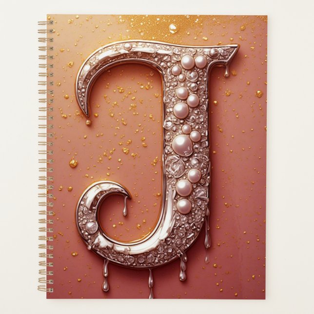 Monogramme de lettre J en diamant de luxe avec cou (Devant)