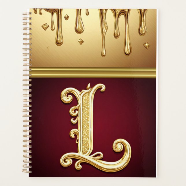 Monogramme de lettre L pailleté avec liquide qui c (Devant)