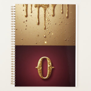 Monogramme de lettre O pailleté avec liquide qui c