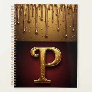 Monogramme de lettre P pailleté avec liquide qui g