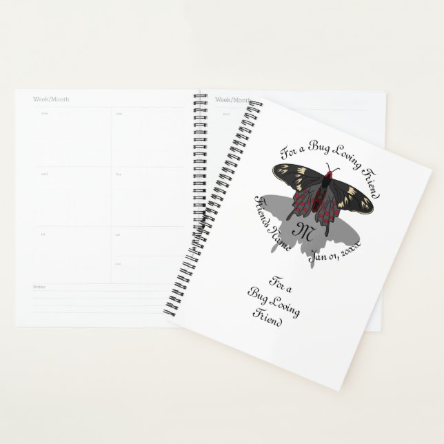 Monogramme de l'ombre du papillon Rose Crimson (Devant avec enveloppe)