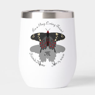Monogramme de l'ombre du papillon Rose Crimson