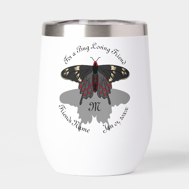 Monogramme de l'ombre du papillon Rose Crimson (Arrière)
